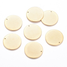 Honeyhandy Ion Plating(IP) 304 Stainless Steel Pendants, Stamping Blank Tag, Flat Round, Golden, 25x1mm, Hole: 1.4mm