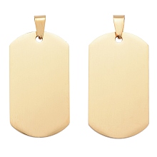 Honeyhandy 304 Stainless Steel Big Pendants, Manual Polishing, Blank Stamping Tags, Rectangle, Golden, 43x24x1.8mm