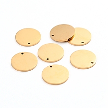 Honeyhandy Ion Plating(IP) 304 Stainless Steel Charms, Polished, Stamping Blank Tag, Laser Cut, Flat Round, Golden, 15x1mm, Hole: 1.2mm