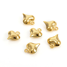 Honeyhandy 304 Stainless Steel Charms, Heart, Golden, 11.2x9x3.8mm, Hole: 1.2mm