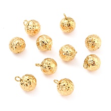 Honeyhandy Ion Plating(IP) 304 Stainless Steel Charms, Round, Bumpy, Real 18K Gold Plated, 11x8mm, Hole: 1.8mm