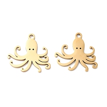 Honeyhandy 201 Stainless Steel Pendants, Laser Cut, Ocean Theme, Golden, Octopus, 16x15x1mm, Hole: 1.5mm