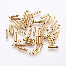 Honeyhandy Ion Plating(IP) 304 Stainless Steel Cord Ends, End Caps, Column, Golden, 7x1.6mm, Hole: 0.8mm, Inner Diameter: 1mm