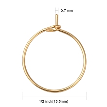 Honeyhandy 316 Surgical Stainless Steel Wine Glass Charms Rings, Hoop Earring Findings, DIY Material for Basketball Wives Hoop Earrings, Real 18k Gold Plated, 15x0.7mm, 21 Gauge