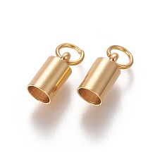 Honeyhandy 201 Stainless Steel Cord Ends, End Caps, Column, Golden, 10x6mm, Hole: 4mm, Inner Diameter: 5mm