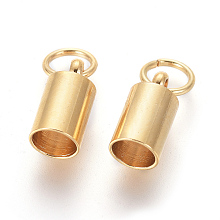 Honeyhandy 201 Stainless Steel Cord Ends, End Caps, Column, Golden, 10x5mm, Hole: 4mm, Inner Diameter: 4.2mm