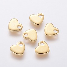 Honeyhandy 201 Stainless Steel Charms, Stamping Blank Tag, Heart, Real 24k Gold Plated, 6x7x1.5mm, Hole: 1.6mm