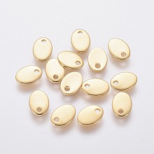 Honeyhandy 304 Stainless Steel Charms, Stamping Blank Tag, Oval, Golden, 7x5x0.9mm, Hole: 1mm