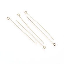 Honeyhandy 304 Stainless Steel Eye Pins, Real 18K Gold Plated, 50x0.6mm, Hole: 2mm