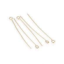 Honeyhandy 304 Stainless Steel Eye Pins, Golden, 40x0.6mm, Hole: 2mm