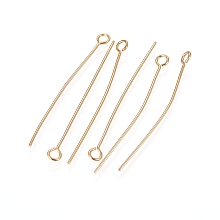 Honeyhandy 304 Stainless Steel Eye Pins, Golden, 34.7x0.6mm, Hole: 2mm