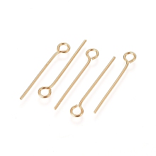 Honeyhandy 304 Stainless Steel Eye Pins, Golden, 20x0.6mm, Hole: 2mm