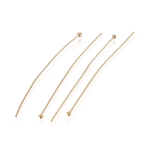 Honeyhandy 304 Stainless Steel Ball Head Pins, for DIY Beading Charm Making, Real 24k Gold Plated, 50x0.6mm, 22 Gauge, Head: 1.8mm