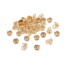 Honeyhandy 201 Stainless Steel Bead Cap Pendant Bails, for Globe Glass Bubble Cover Pendants, Golden, 6.5x5mm, Hole: 3mm