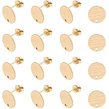 UNICRAFTALE About 100pcs Stainless Steel Ear Stud Components Golden Flat Round Stud Earring Findings with Ear Nuts Earring Back for Earring Jewelry Making