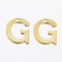 Honeyhandy 304 Stainless Steel Charms, Letter, Initial Charms, Letter.G, 11x6~12x0.8mm, Hole: 1mm