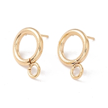 Honeyhandy 304 Stainless Steel Stud Earring Findings, with 316 Surgical Stainless Steel Pins and Horizontal Loops, Ring, Real 24K Gold Plated, 16.5x12mm, Hole: 3.2mm, Pin: 0.7mm