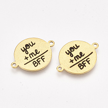 Arricraft 304 Stainless Steel Quote Links Connectors, with Enamel, Flat Round with Word, Golden, 21.5x16x1mm, Hole: 1.4mm