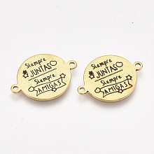 Honeyhandy 304 Stainless Steel Quote Links Connectors, with Enamel, Flat Round with Word, Golden, 21.5x16x1mm, Hole: 1.4mm