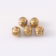 Honeyhandy 201 Stainless Steel Corrugated Beads, Round, Golden & Stainless Steel Color, 3x2.5mm, Hole: 1.2mm