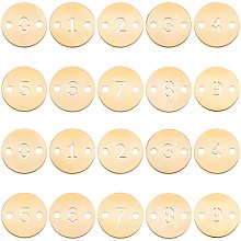 UNICRAFTALE 20pcs 10 Styles Flat Round Numbers Connectors 304 Stainless Steel Links Golden Metal Connector for DIY Craft Jewelry Making Hole: 1.4mm