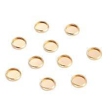 Honeyhandy 304 Stainless Steel Cabochon Settings, Plain Edge Bezel Cups, Flat Round, Golden, 8x1mm Tray: 6mm