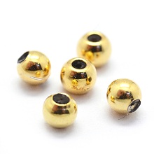 Honeyhandy 925 Sterling Silver Bead Spacers, with Rubber Inside, Round, Golden, 3mm, Hole: 0.6mm