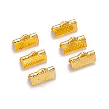 Honeyhandy Ribbon Crimp Ends, Iron, Golden, 7mm long, 13mm wide, hole: 2mm