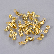 Honeyhandy Iron Bead Tips Knot Covers, Golden, 8x4mm, Hole: 1.5mm, Inner Diameter: 3mm, about 275pcs/20g