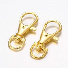 Honeyhandy Alloy Swivel Lobster Claw Clasps, Swivel Snap Hook, Golden, 35x13mm, Hole: 8.5mm