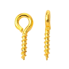 Honeyhandy Iron Screw Eye Pin Peg Bails, For Half Drilled Beads, Golden, about 10mm long, 4mm wide, 1mm thick, hole: 2mm, about 550pcs/50g