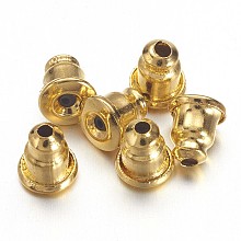 Honeyhandy Golden Brass Ear Nuts, Earring Backs, 5x5mm, Hole: 1mm