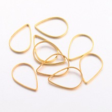 Honeyhandy Brass Linking Rings, teardrop, plated in golden color, about 11mm wide, 16mm long, 1mm thick