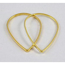 Honeyhandy Brass Links, teardrop, plated in golden color, about 25mm wide, 38mm long, 1mm thick