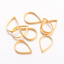 Honeyhandy Brass Linking Rings, teardrop, plated in golden color, about 7mm wide, 11mm long, 1mm thick