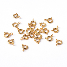 Honeyhandy Golden Tone Jewelry Components Brass Spring Ring Clasps, 6mm, Hole: 1.5mm