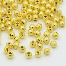 Honeyhandy 4mm Golden Color Brass Round Spacer Textured Beads, hole: 1mm