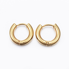 Honeyhandy Ion Plating(IP) 304 Stainless Steel Hoop Earrings, Golden, 13x14mm, Pin: 1mm