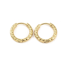 Honeyhandy Ion Plating(IP) 304 Stainless Steel Grooved Hoop Earrings, Real 18K Gold Plated, 16.5x2.5mm, Pin: 1mm