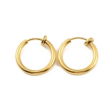 Honeyhandy Ion Plating(IP) 304 Stainless Steel Clip-on Earrings, For Non-pierced Ears, Real 18K Gold Plated, 16x2mm