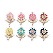 Honeyhandy Alloy Enamel Pendants, Golden, Sunflower, Mixed Color, 27x19x3.5mm, Hole: 1.8mm