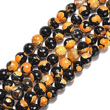 Honeyhandy Natural Agate Beads Strands, Dyed, Faceted Round, Grade A, Goldenrod, 10mm in diameter, Hole: 1mm, about 39pcs/strand, 15.35 inch