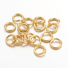 Honeyhandy 90pcs Golden Color Brass Jump Rings, Cadmium Free & Lead Free, Open Jump Rings, 18 Gauge, 6x1mm, Inner Diameter: 4mm, about 90pcs/10g