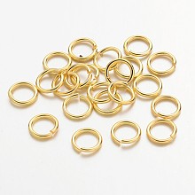 Honeyhandy Golden Color Brass Jump Rings, Cadmium Free & Lead Free, Open Jump Rings, 18 Gauge, 7x1mm, Inner Diameter: 5mm, about 80pcs/10g