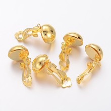 Honeyhandy Golden Brass Clip-on Earring Findings For Non-Pierced Ears Jewelry, 19x12x11mm, Hole: 3mm