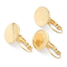 Honeyhandy 304 Stainless Steel Leverback Earring Findings, with Flat Round Setting for Cabochon, Real 18K Gold Plated, 22x12x11.5mm, Pin: 0.8mm