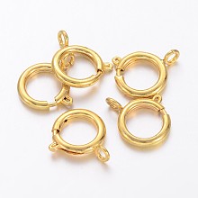 Honeyhandy Brass Spring Ring Clasps, Jewelry Accessory, Golden Color, 12mm, Hole: 2.5mm