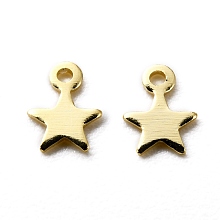 Honeyhandy Brass Charms, Star,  Long-Lasting Plated, Real 24K Gold Plated, 5x4x0.3mm, Hole: 0.5mm