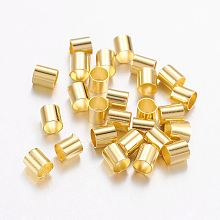 Honeyhandy Brass Crimp Beads, Tube, Cadmium Free & Nickel Free & Lead Free, Golden, 3x3mm, Hole: 2.5mm, about 450pcs/10g