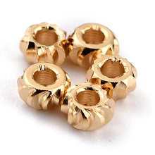 Honeyhandy Brass Beads, Long-Lasting Plated, Corrugated Rondelle, Real 24K Gold Plated, 2.5x1.5mm, Hole: 1mm